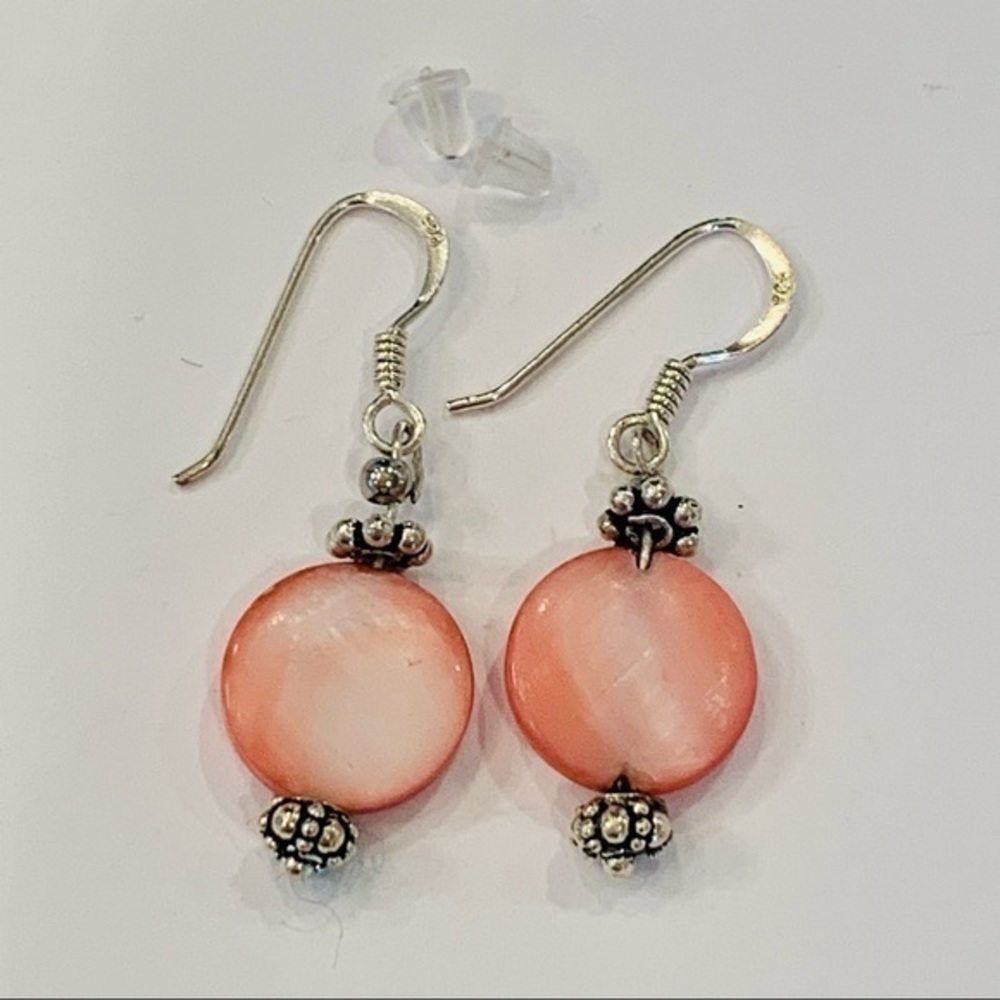 Sterling silver mother of pearl dangle drop
